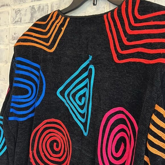 Vintage Women’s Jacket Allure Swirl Scribble Button Rainbow 80’s Jacket Size XL - Picture 7 of 15